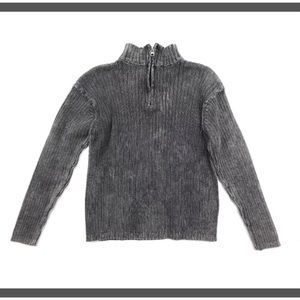 Arizona Distressed Knit Mock Neck Zipper Sweater